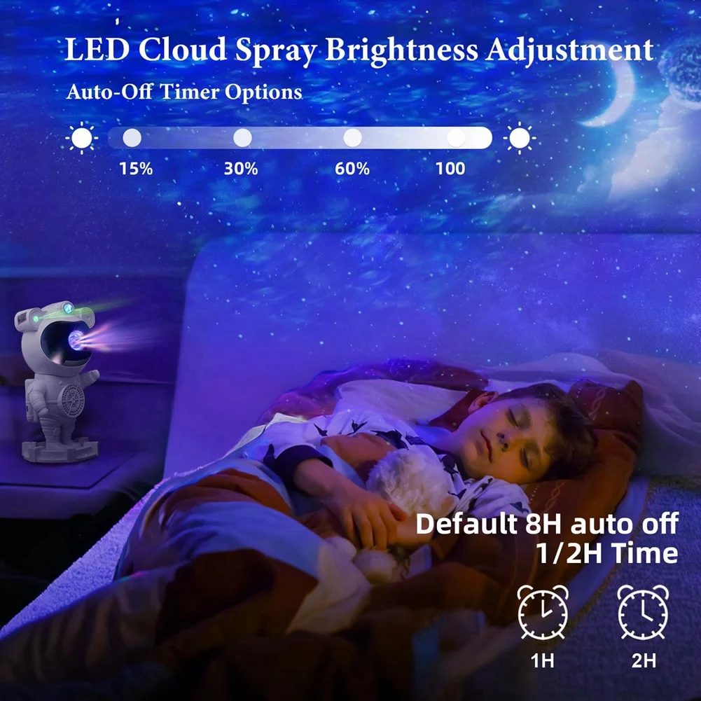 POP-lGalaxy Night Light Star Astronaut Galaxy Proyektor dengan Speaker Bluetooth, Timer, Remote - Sempurna untuk Kamar Tidur &