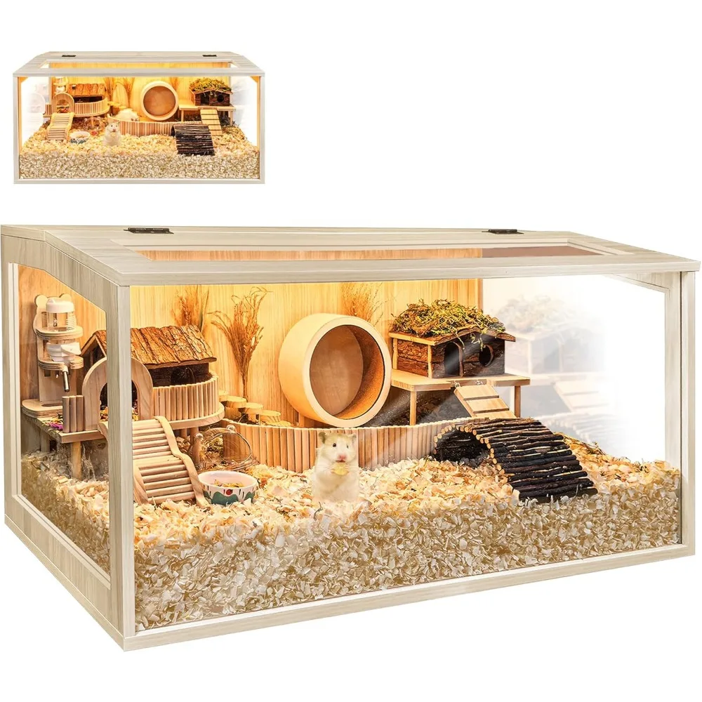 

Hamster Cage Chewproof, Large Hamster Cages and Habitats, Openable Top with Acrylic Sheets, Solid Built
