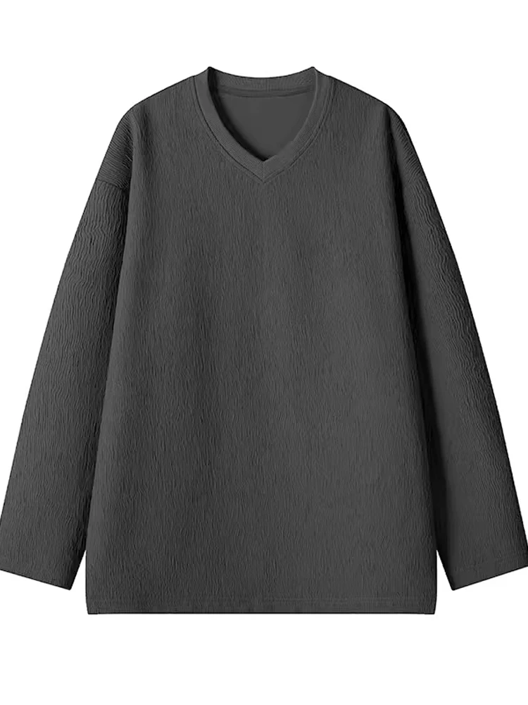 

ay Autumn Long Sve Sweatirt Men's American High-End Casual Sport Base Layer T-irt Wrinkles Texture Sense Fitn Cit...