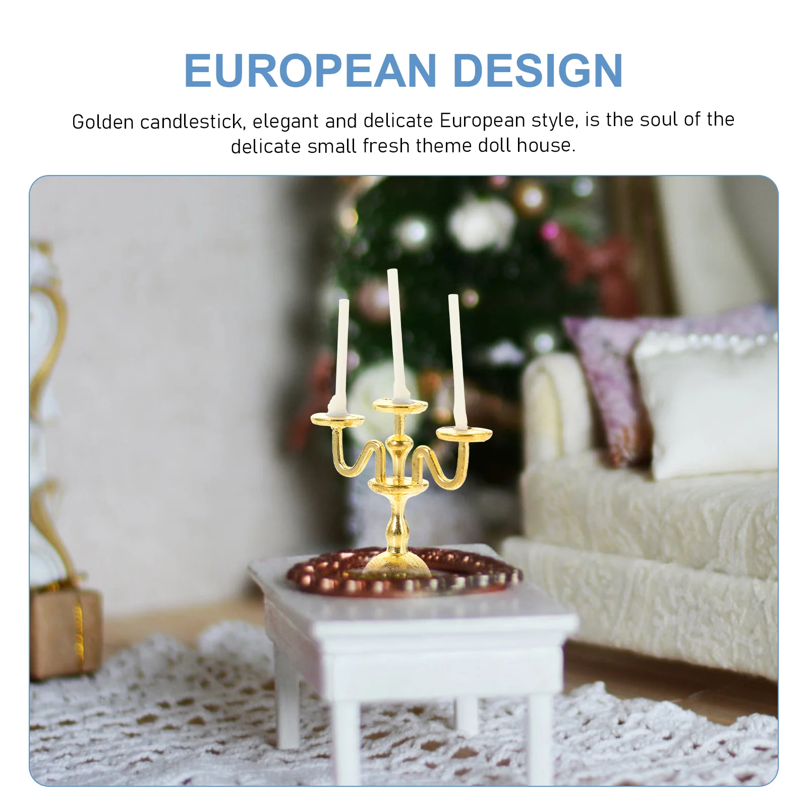 Mini candelabro europeo, accesorios de modelo, soporte simulado para casa, adornos de decoración en miniatura Vintage, adornos decorativos de aleación