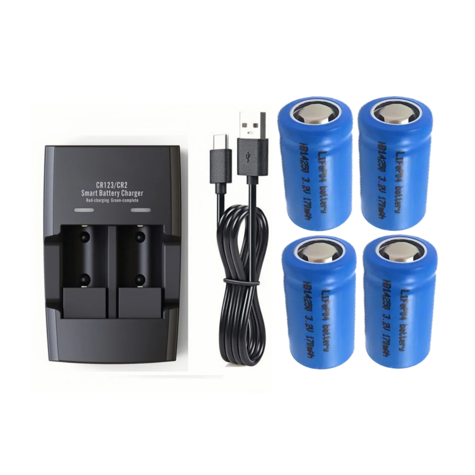 4PCS 14250 LiFePO4 battery 3.2V 170mAh Charger for Smoke alarm Infrared laser sight Flashlight Automotive electronic equipment