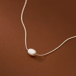 Woman Pearl Necklace For Women On Neck Silver 925 Chain Necklaces Female Pearl Pendant Girls Fashion Jewelry Elegant