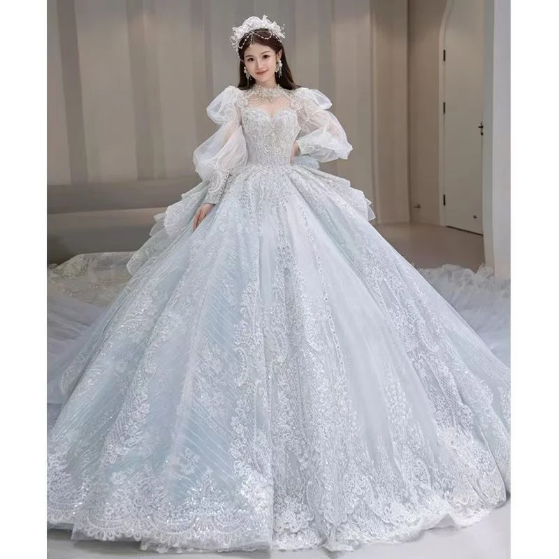 

025Ladies Wedding Dress High End Fluffy Wedding Scene Dress