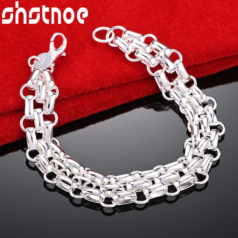 

SHSTONE 925 Sterling Silver Oval Braided Chain Bracelets For Elegant Woman Wedding Party Banquet Fashion Jewelry Birthday Gift