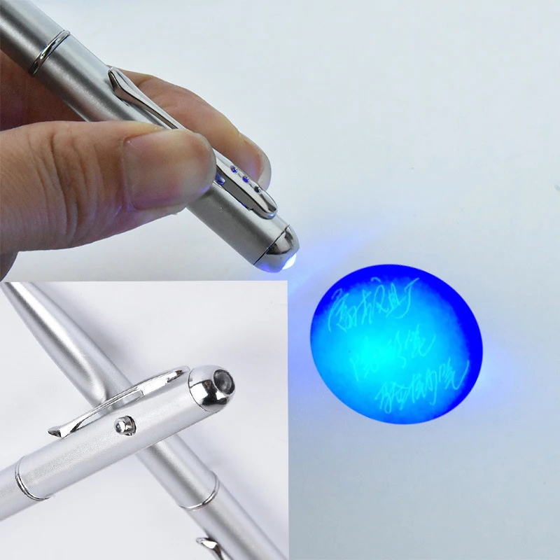 1PCS Invisible Pen Magic LED UV Light Ballpoint Pen With Invisible Ink Secret Pen Novelty Item For Gifts School Office Supplies