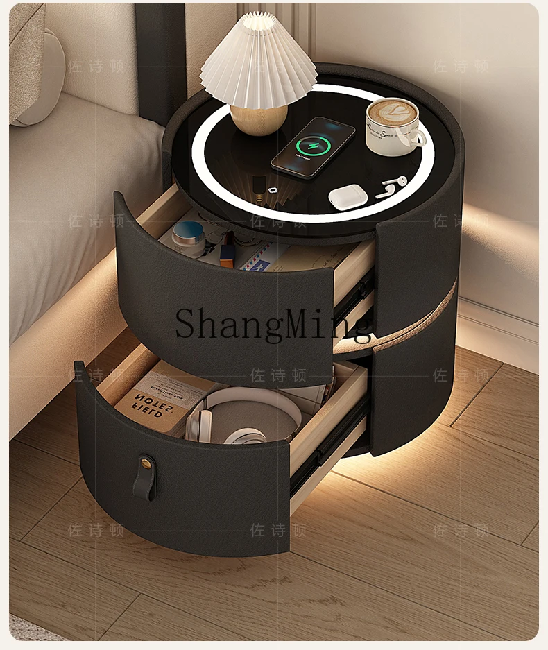 

HJ minimalist creative bedside table integrated installation-free black light luxury explosive room bedside locker