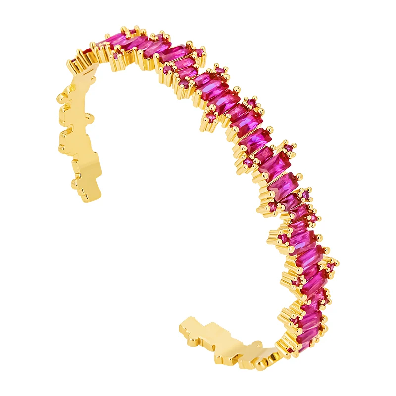 

VAROLE Luxury Full Purple Cubic Zirconia Bracelet For Women Gold Color Bracelets Pulseras Mujer Fashion Jewelry Gift
