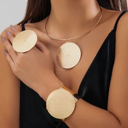 Creative Unique Big Round Circle Pendant Choker Necklace for Women Trendy Exaggerated Torques Chain Grunge Jewelry Steampunk Men