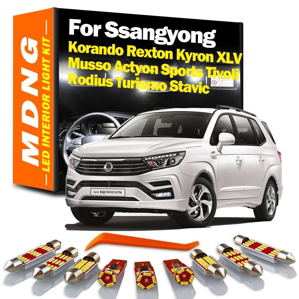 Interior LED Light Kit For Ssangyong Korando Kyron Musso Actyon Rodius Sports Rexton Tivoli XLV Turismo Stavic Car Accessories