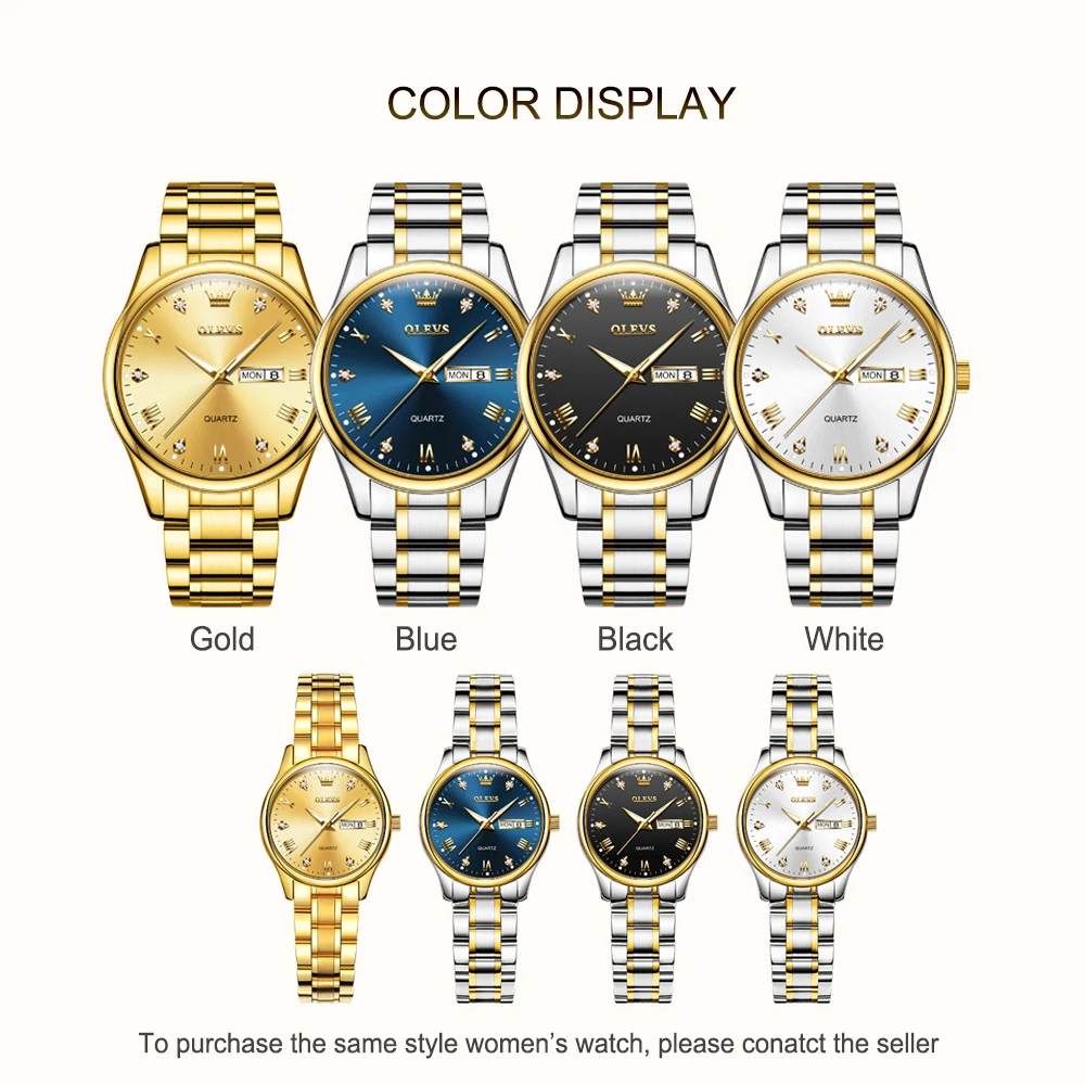 Original Top Brand Gold Watch for Men Luxury Waterproof Stainless Steel Quartz Date Classic Wrist Watches Gift Set Reloj Hombres