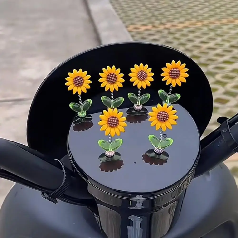 Accessories Car Dashboard Decorations 5pcs Sunflower Car Dashboard Decor Set Resin Spring Wobbly Flower Ornaments for Office