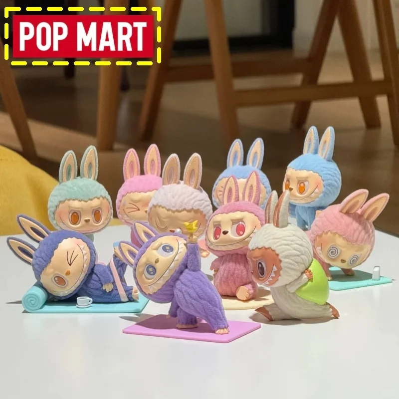 

Подлинная серия Pop Mart The Monsters Labubu Lazy Yoga, слепая коробка, милая аниме-фигурка, подарок для коллекционеров, игрушка для декора рабочего стола на день рождения
