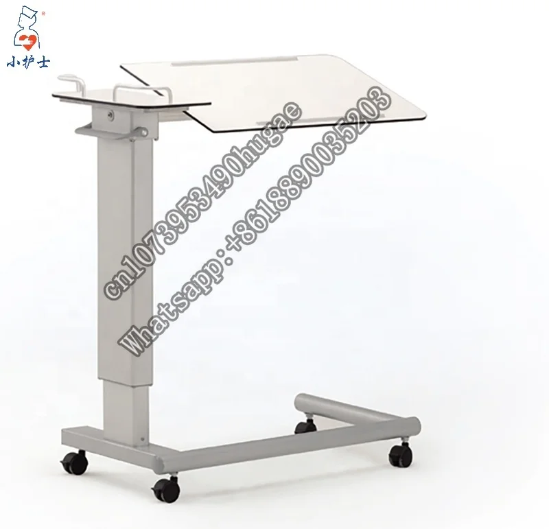 Pukang Medical overbed table price Adjustable desktop dining table for hospital