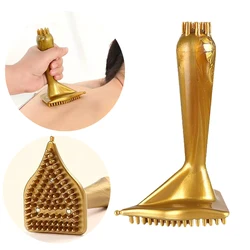 Multi Functional Body Massage Brush Triangular Manual Back Leg and Arm Massage Golden Color Portable for Travel and Home Use