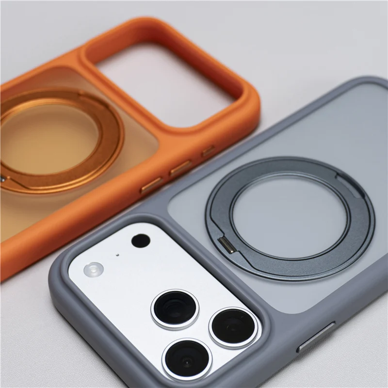 

Original Magnetic Rotating Pivot Bracket Case For iPhone 17 16Pro 17Pro 17Pro max For Magsafe Matte Translucent Hard Stand Cover