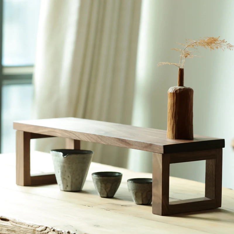 Black Walnut Wood Desktop Organizer Shelf Makeup Display Stand for Bathroom Vanity Tea Set Holder Multi-Level Storage Rack