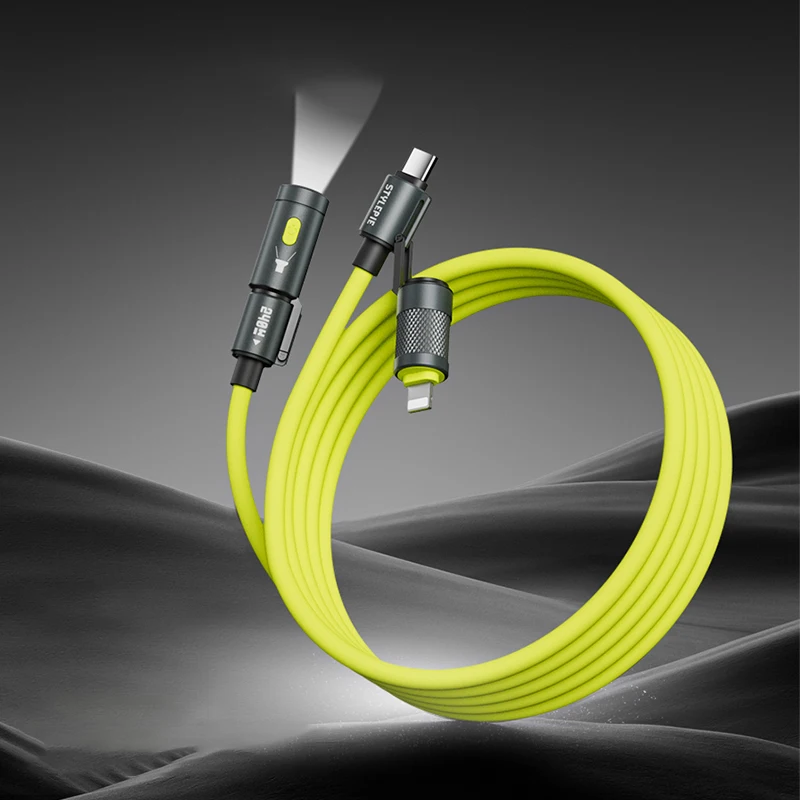 Outdoor camping fast charging cable LED lighting for apple iPhone 8-15 series android phone tpyec laptop tablet ipad 3 in 1