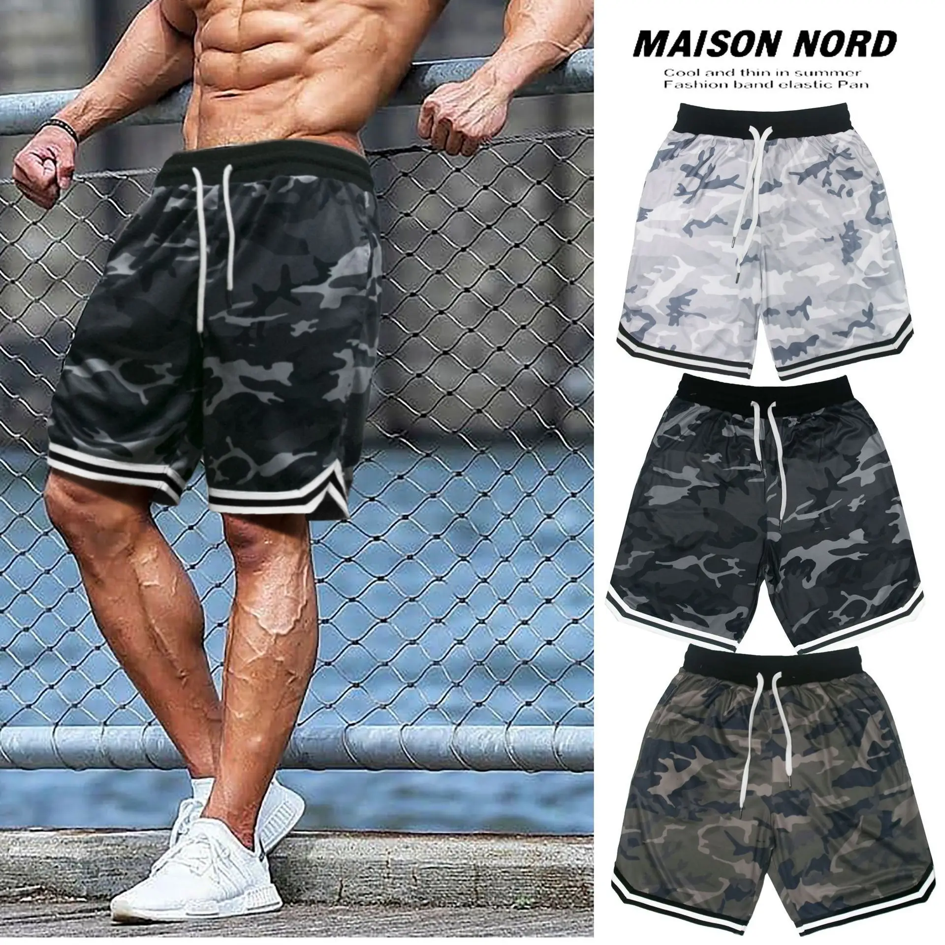 

Muscle Fitness Men's Fitness Shorts Mesh Breathable Moisture wicking Basketball Pants Running Sports Casual Capris