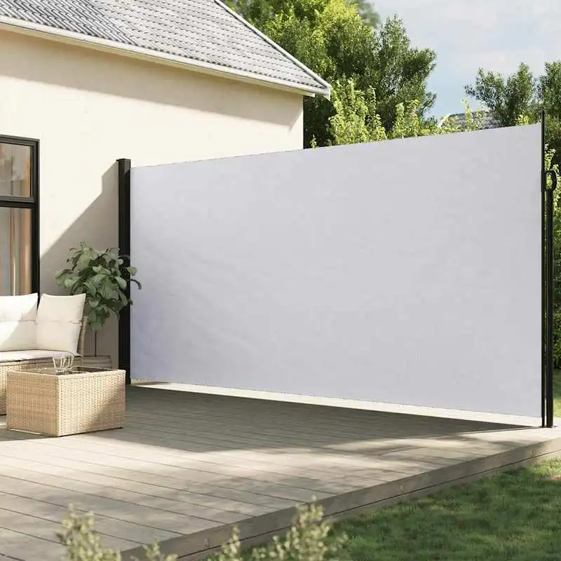 Pantalla de Privacidad Lateral Retráctil para Jardín, Blanca 200x500 cm, Panel de Valla Exterior Resistente al Viento, Refugio Decorativo para Patio
