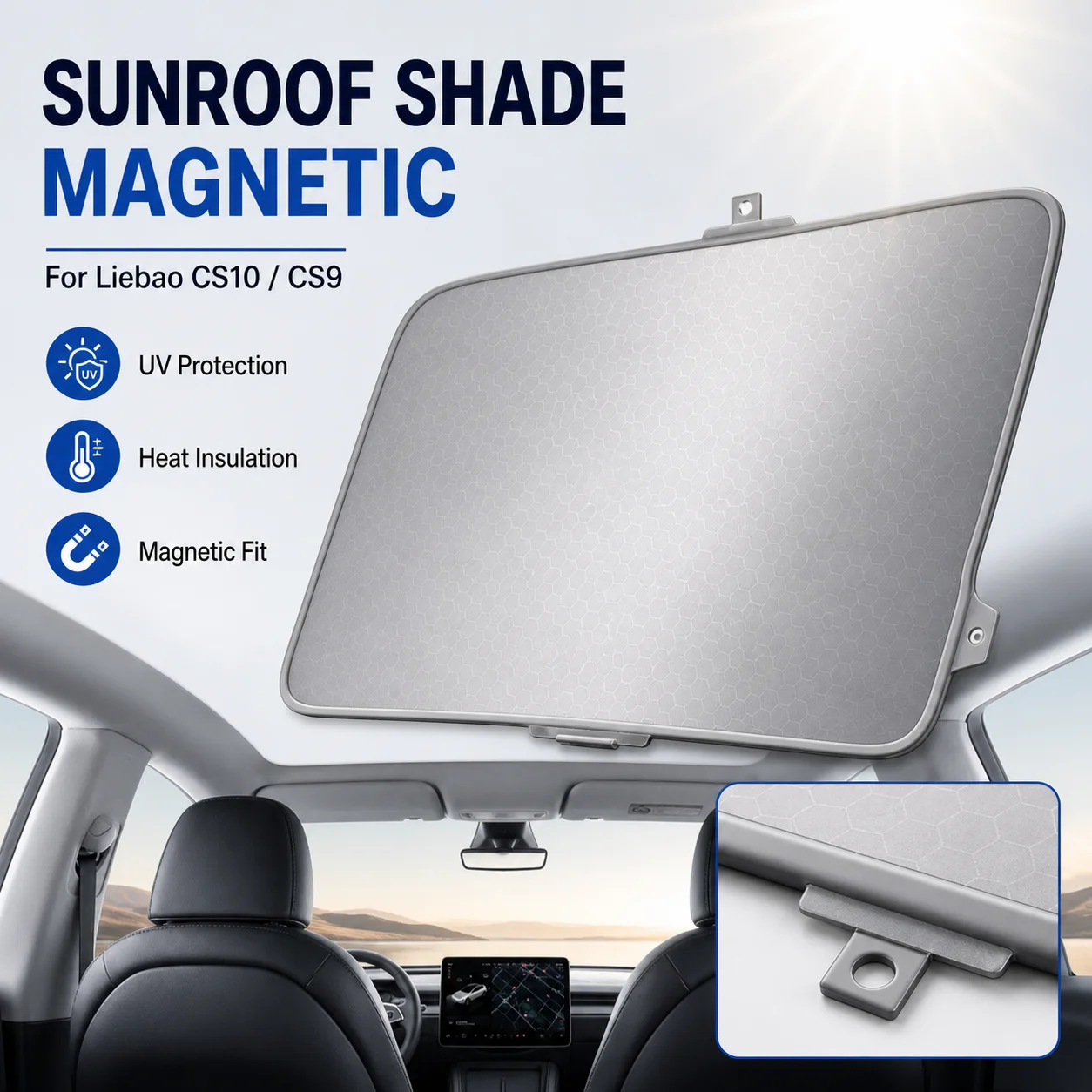 Silicone Honeycomb Sunroof Shade Openable Magnetic UV Protection Heat Insulation For Liebao CS10 CS9 Interior Accessory