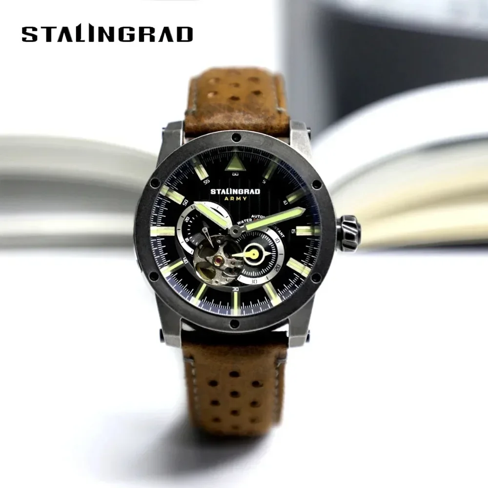 Stalingrad Outdoor Adventure Men\'s Watch With Tourbillon Movement Sapphire Glass 316L Steel 100M Waterproof Stylish Timepiece