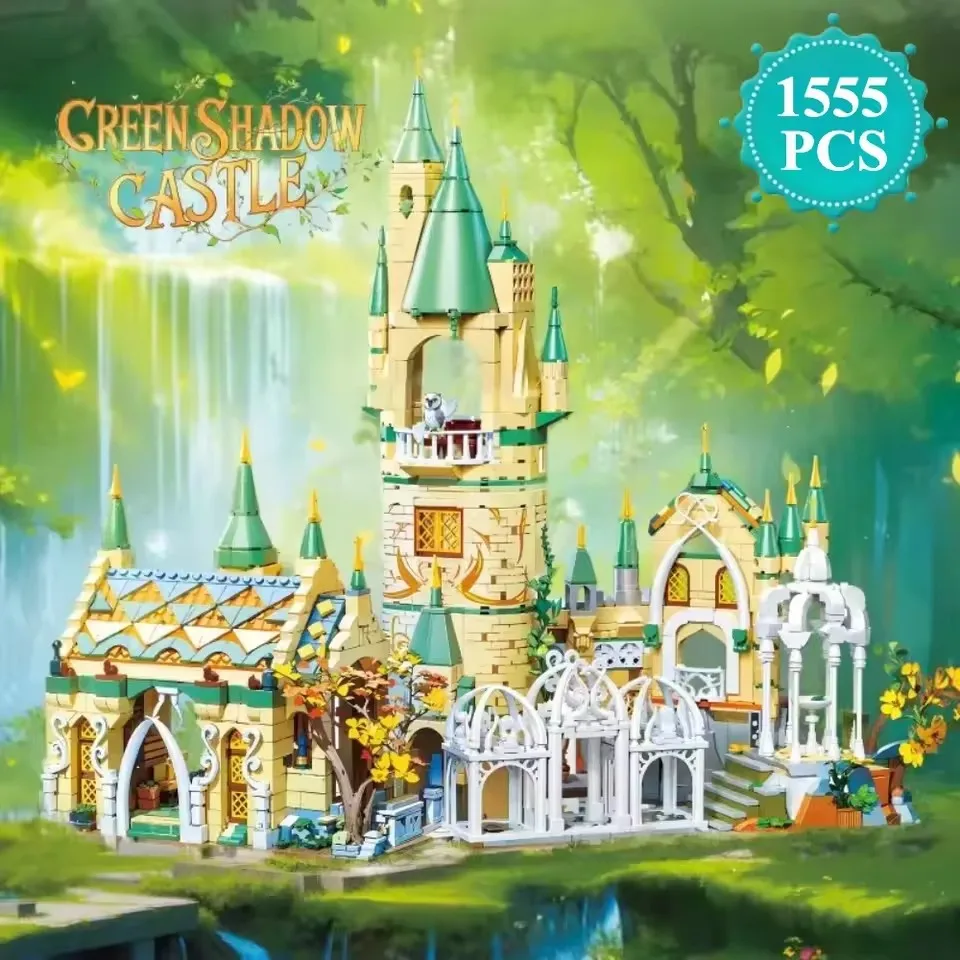 

1555PCS MOC Green Shadow Castle Micro Building Blocks Assembly Street View House Toys Set Children Brick Halloween Gifts