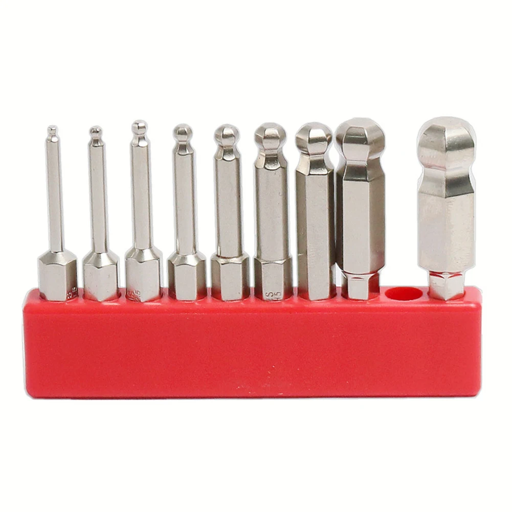 9-teiliger Kugelkopf-Sechskant-Schraubendreher-Bit-Satz 1/4'' Sechskantschaft 50/75/100mm Magnetischer Schraubendreher-Holster H10 H8 H6 H5 H4 H3 H2.5 H2 H1.5 Reparaturwerkzeug – Detail 8
