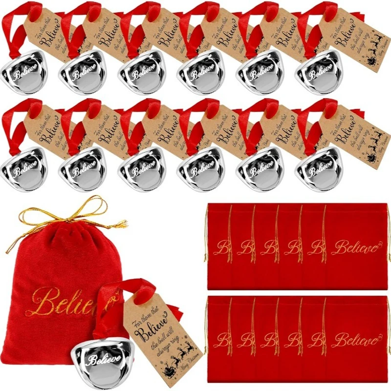 

12 компл., рождественские колокольчики, подарки Санта-Клауса, украшения с оленями, сувениры для рождественской вечеринки, красная сумка, бирки для верю, рождественская елка, домашний декор