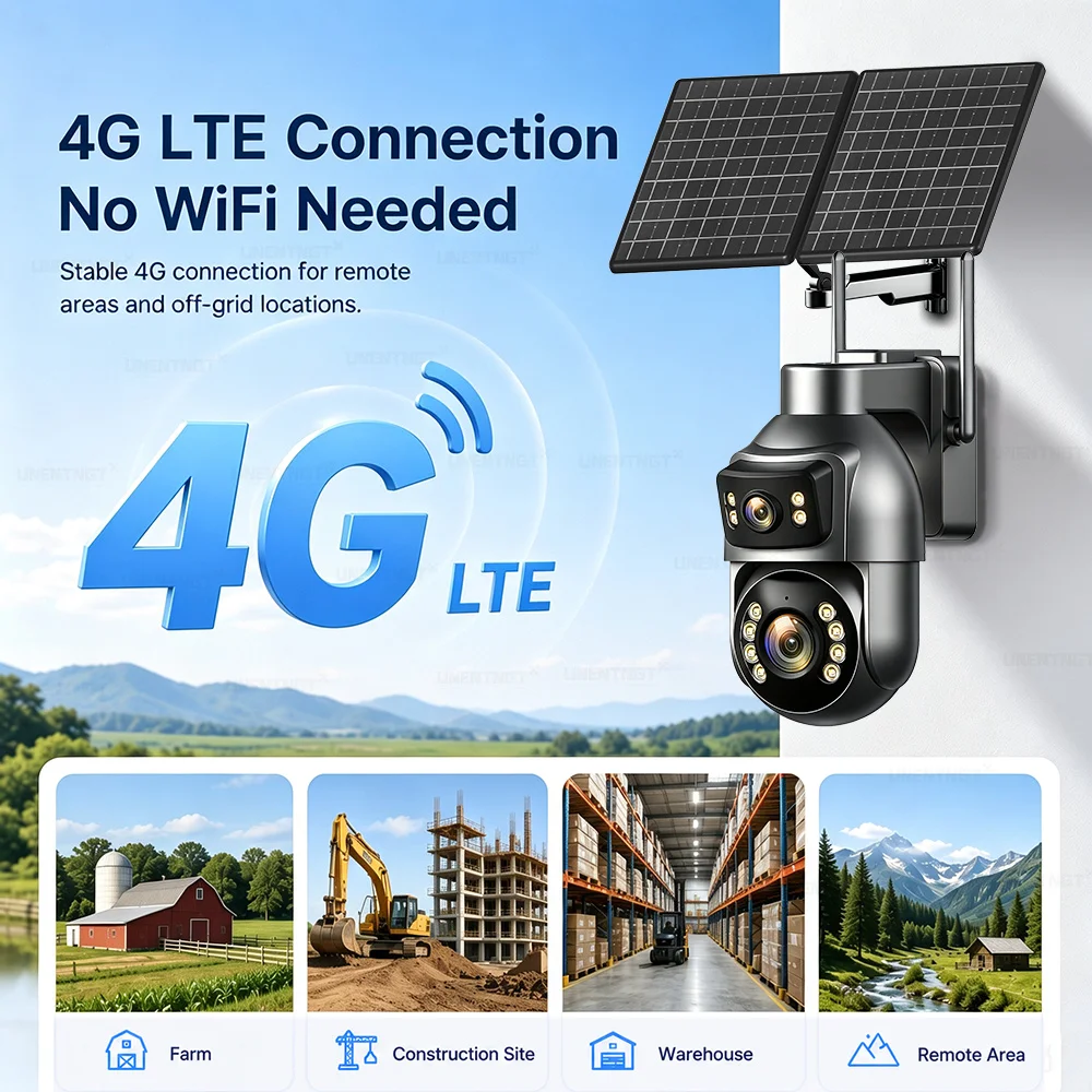 10MP 4G SIM/eSIM Security Solar Camera Dual Lens 50X Optical Zoom Home Outdoor 4K CCTV Surveillance Smart Human Tracking PTZ Cam