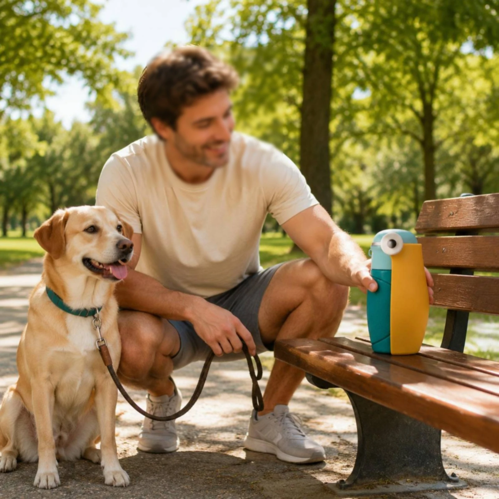 

Pet Water Bottle Cup-Design Cap Portable Pet Bottle Travel Water Bowl Transparent Pet Gear Single Hand Use