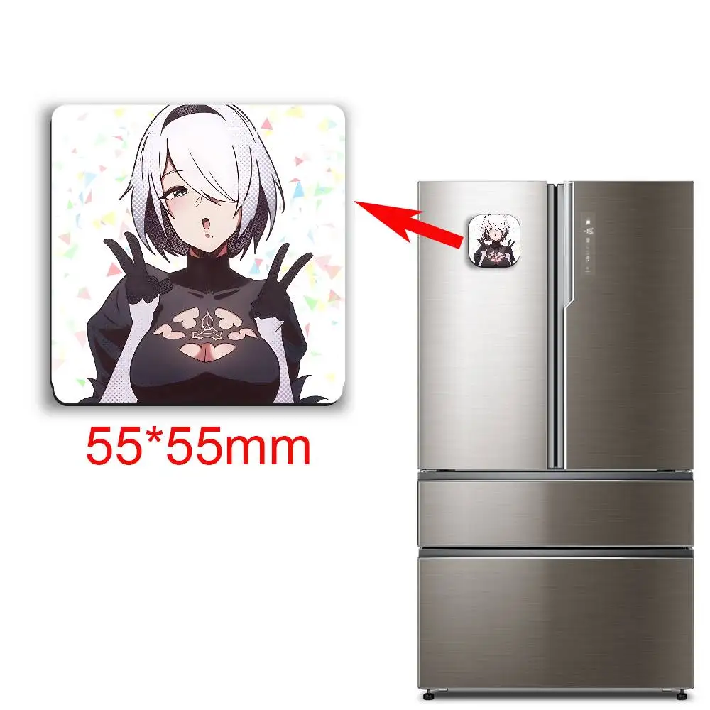 Highly popular mature lady YoRHa Nier 2B Black Square Plastic Fridge Magnet, for Magnetic Sticker No Trace Left, Durable,