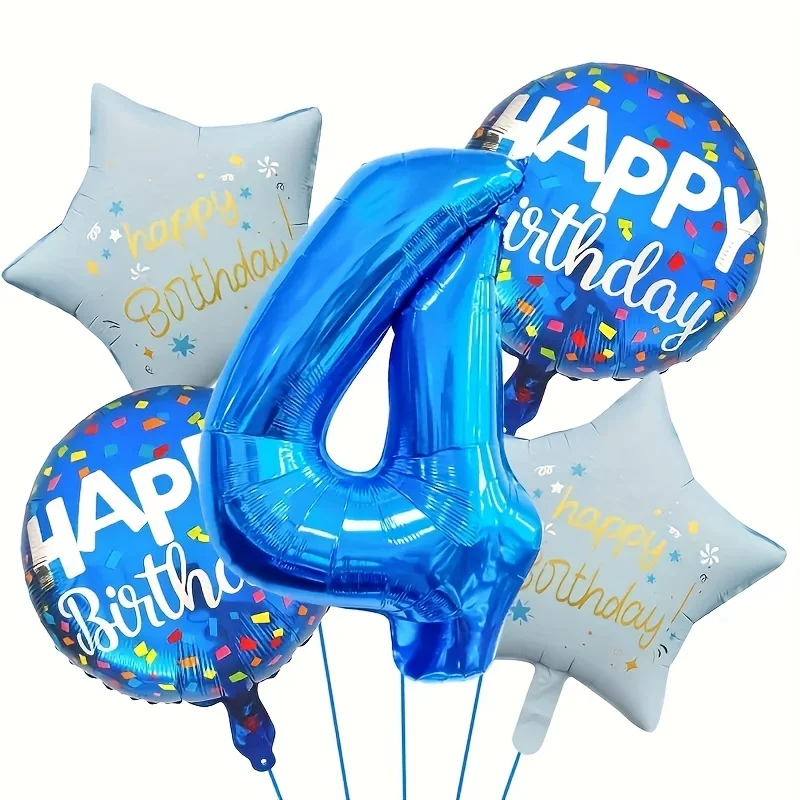 32-дюймовый синий цифровой набор воздушных шаров из алюминиевой пленки, светло-голубые воздушные шары со звездами, подарки для украшения дня рождения для детей 1-9 лет