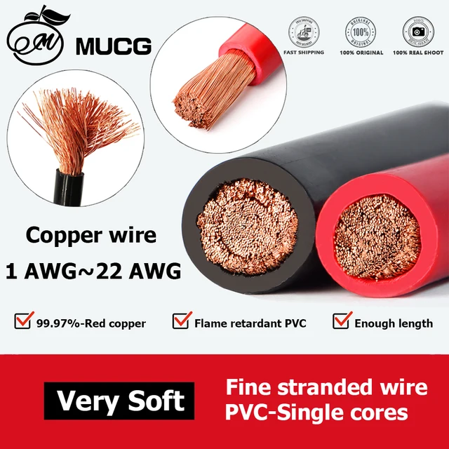 Przewód miedziany PVC Elastyczny kabel elektryczny Bardzo miękki przewód nylonowy Automatyczny głośnik LED Zasilanie audio Okablowanie samochodowe 1 2 4 6 8 10 AWG Czarny Czerwony