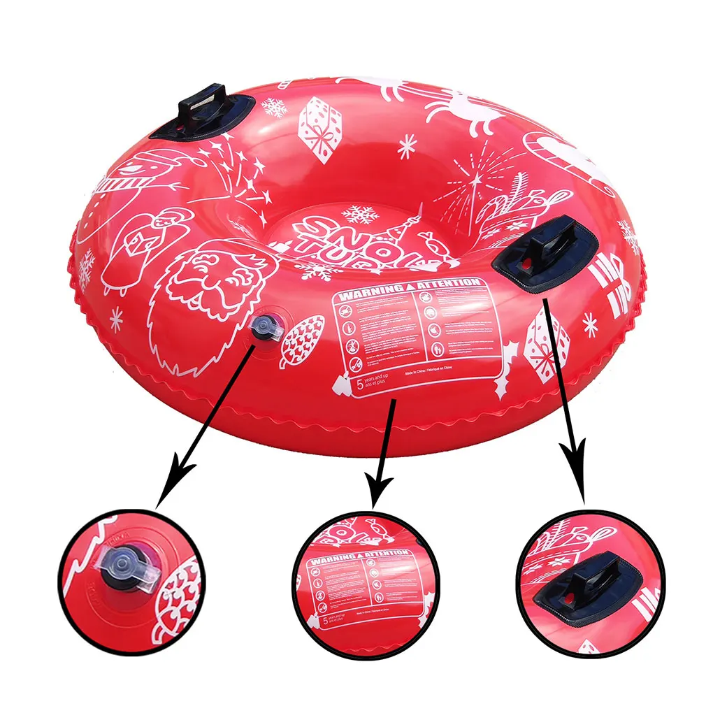 96/120 cm Slitta da neve Anello da sci gonfiabile Tubo da slitta in PVC Addensare Tubo da neve Tubo da neve invernale con manico Accessori da sci