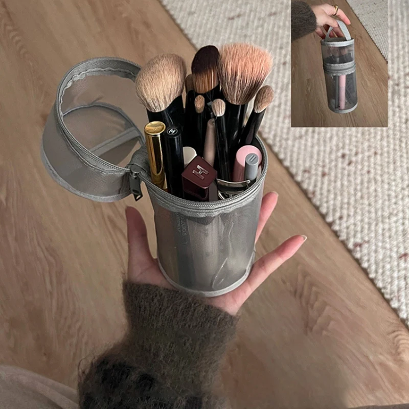 Mesh Runde Kosmetische Lagerung Transparente Tasche Große Kapazität Make-Up Pinsel Organizer Tasche Reise Kosmetik Fall Für Pinsel Werkzeuge – Detail 5