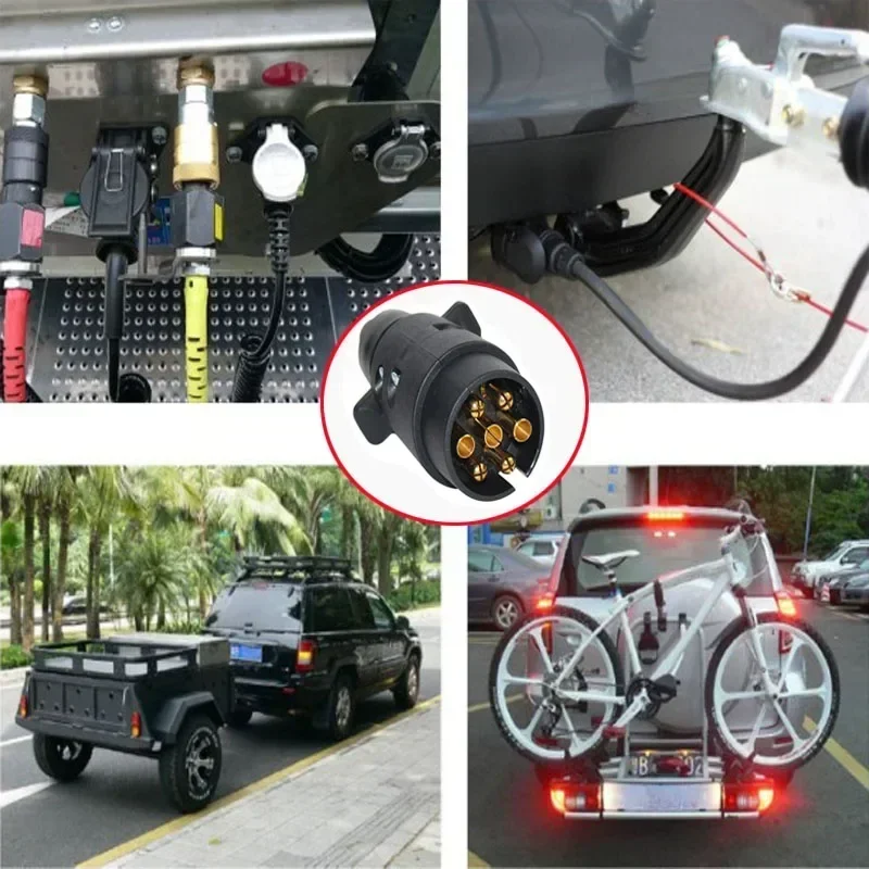 7-Pin 12V 7-Way Standard European Round Car Plug Connector Plastic  Socket Plugs for Trailers RVs Car Accessories 1PC