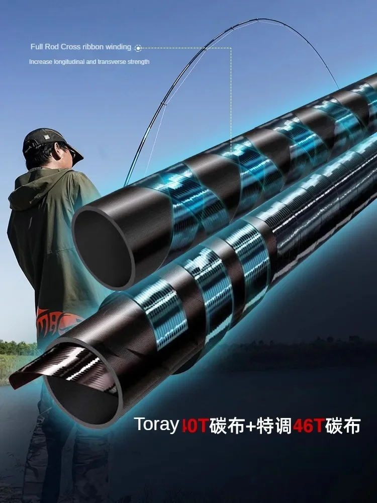 BEIMINGYU Ultralight Distance Throwing Sea Rock Fishing Rod Carbon Ultra Hard Large Guide Ring Telescopic Spinning Rod 3.6-4.2m