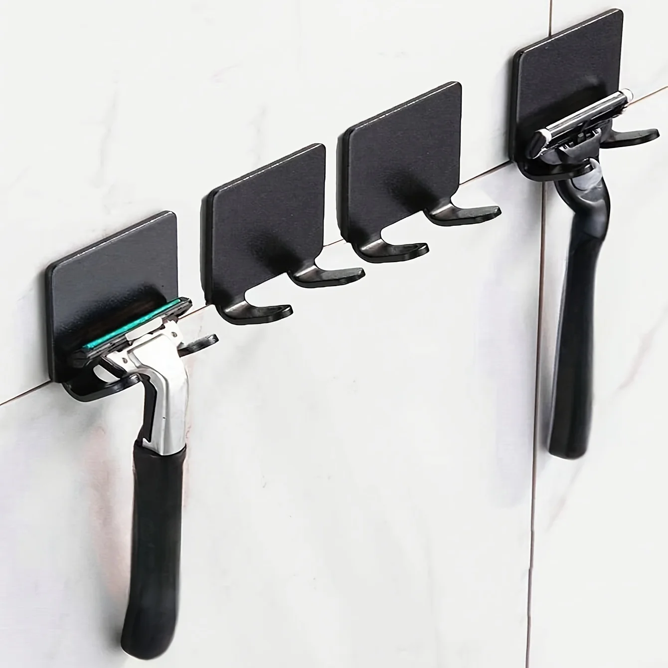 1/2/4pcs-Adhesive Razor Holder Wall Mounted Bathroom for Shower Hook Rack Gillette Shaver Shaving Holder Black Plastic Hook
