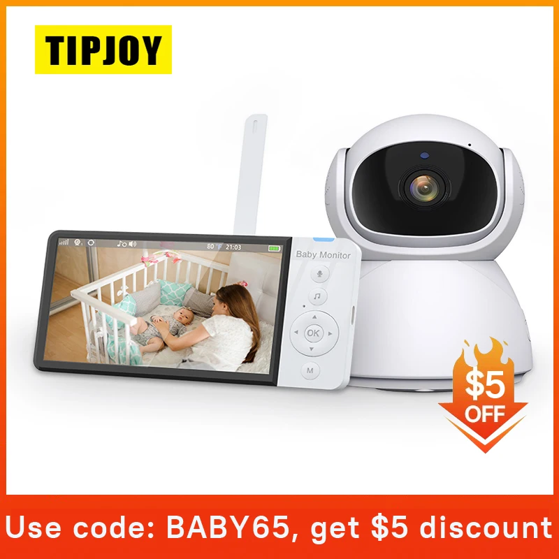 5.0 Inch HD 720P IPS Screen Wireless Video Baby Monitor With PTZ Camera Night Vision 2-Way Audio VOX Lullaby Camera Babysitter