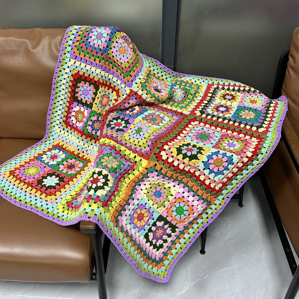 Multifunctional Crochet Portable Office Blanket Handmade Cushion Carpet Hand Hooked Fashion Crochet Felt Pastoral Style Tablemat