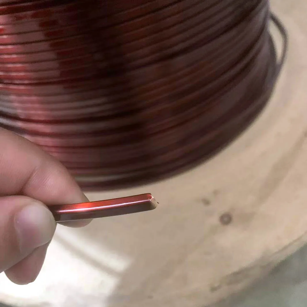 Flat Copper Wire Enamelled Wire for Motor Transformers Sensors High-Quality Electric Motor Enamelled Flat Copper Wire QZYB-2/180