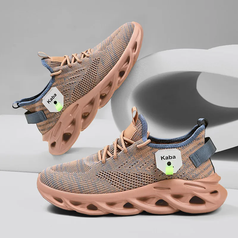 Men's Flying Weave Running Shoes Breathable Mesh Sneakers Lightweight Casual Walking Shoes Non‑Slip Athletic Gym Sports Shoes