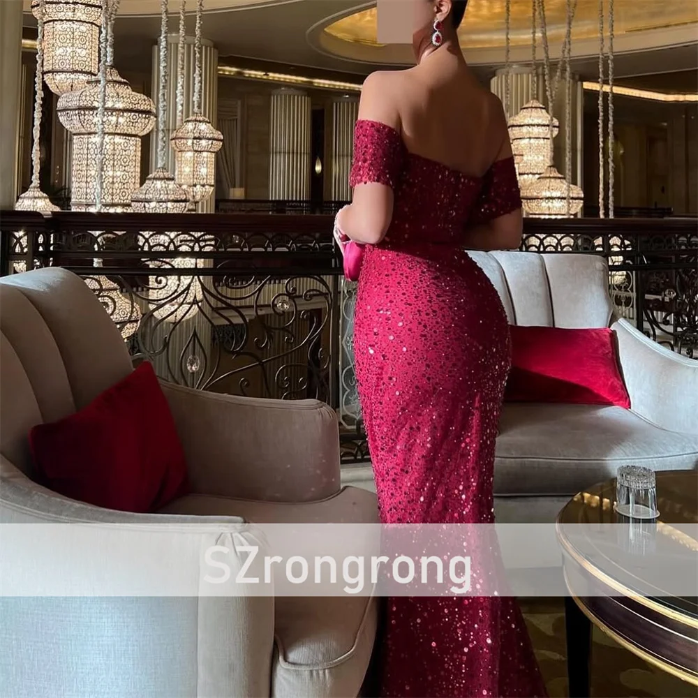 Вечернее платье без рукавов с воротником-лодочкой и блестками, сексуальное платье русалки с разрезом по бокам и открытой спиной, платье для выпускного вечера со льдом на заказ