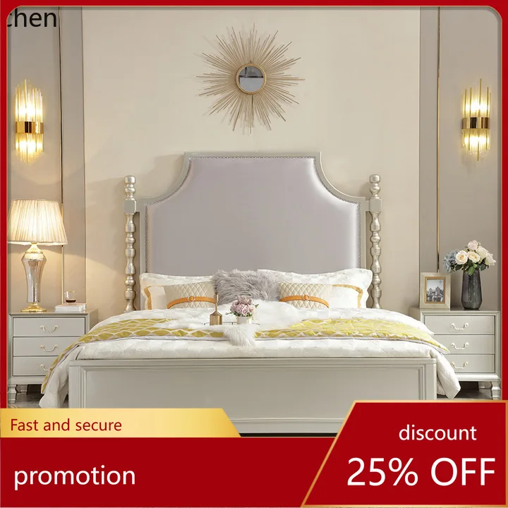 

ZML Solid Wood Bed New Master Bedroom Double Bed Exquisite Bedroom Bed