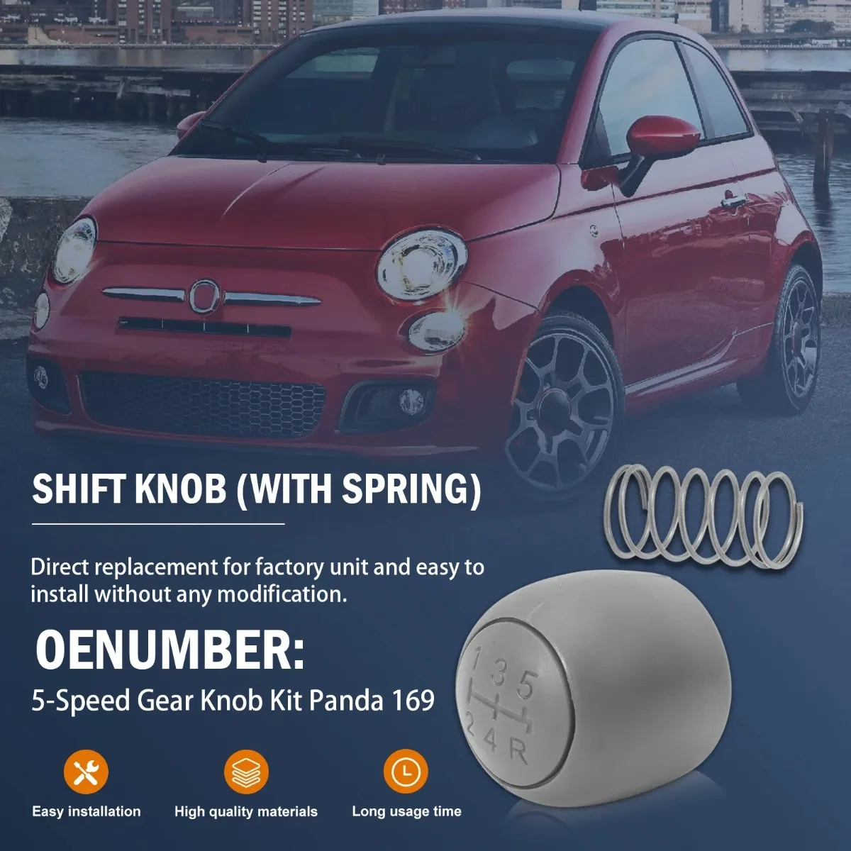 5 Speed Enhance Your Style with Grey Gear Shift Knob Cover Cap For Fiat Panda 169 (2003-2012), Fiat 500 and 500C (2007-2013)