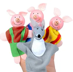봉제 인형 3 마리, 작은 돼지 늑대, 어린이 손 인형, 어린이 이야기 장난감, 손가락 인형, 고품질 선물 도구, 4 개