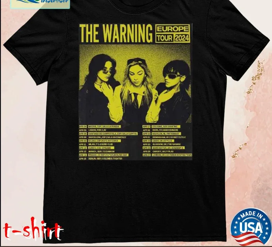 The Warning Band Europe Tour 2024 Black T-Shirt Gift Fans All Size