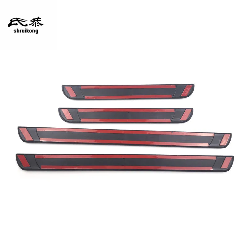 4PCS Suitable For 2012-2022 Peugeot 208 Plastic And Stainless Steel Car Outside Door Sill Pedal Scuff Plate Decoration Cover