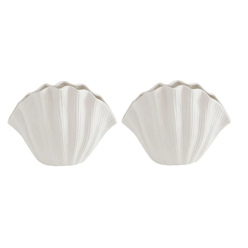 

2X керамическая ваза в форме ракушки в скандинавском стиле, настольный держатель для искусственных цветов, посуда, цветочная композиция A