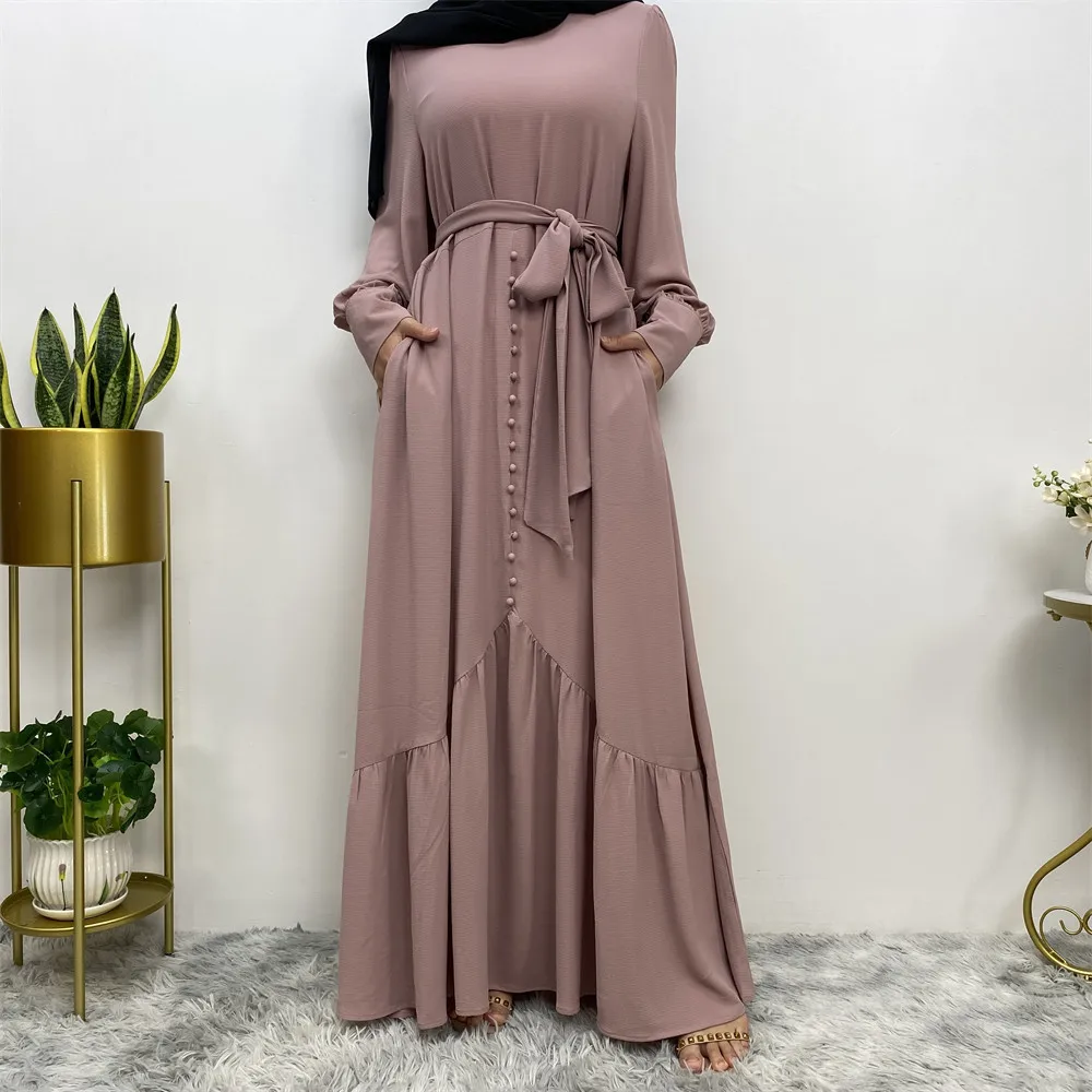 UNI Plain Abaya Ramadan Musulman De Mode Maxi Robe Turkey Kaftan Islamic Clothing Muslim for Women Hijab Dress Caftan Vestidos